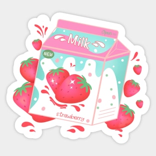 Retro 90s Japanese Kawaii Strawberry Milk Shake Carton Sticker